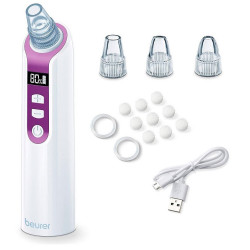Уред за дълбоко почистване на лице Beurer FC 41, 5 скорости, Автономия до 1.5 часа, LCD Дисплей, USB, Бял/Лилав
