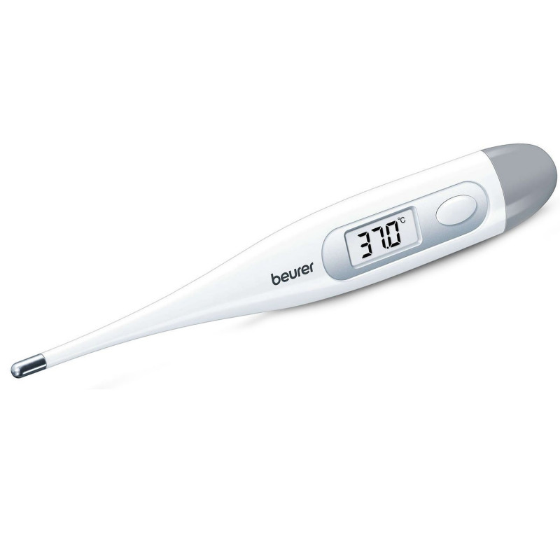 Дигитален термометър Beurer FT 09/1, Водоустойчив, Памет, Без живак, Звуков сигнал, Дисплей, Бял
