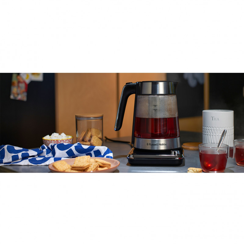 Електрическа кана Russell Hobbs Attentiv 26200-70, 3000W, 1.7 l, Инфузер, Температурен контрол, Таймер, Инокс/черен