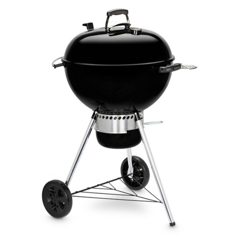 Барбекю на дървени въглища Weber Master Touch WB 14701004, 57 cm, Емайлирана стомана, Регулатор за въздух, 2 Гумени колела, Вграден термометър, Черен