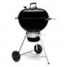 Барбекю на дървени въглища Weber Master Touch WB 14701004, 57 cm, Емайлирана стомана, Регулатор за въздух, 2 Гумени колела, Вграден термометър, Черен