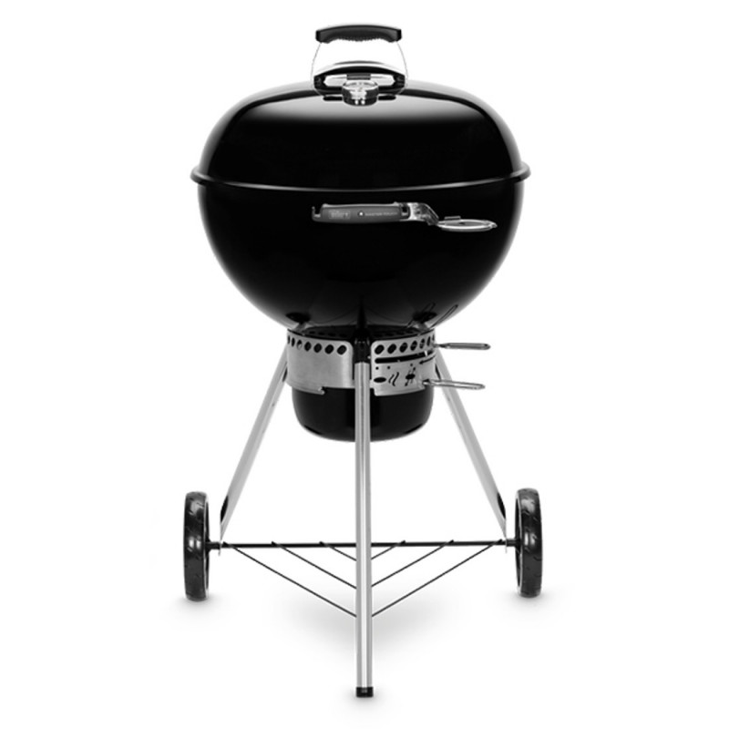 Барбекю на дървени въглища Weber Master Touch WB 14701004, 57 cm, Емайлирана стомана, Регулатор за въздух, 2 Гумени колела, Вграден термометър, Черен