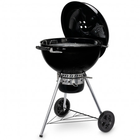 Барбекю на дървени въглища Weber Master Touch WB 14701004, 57 cm, Емайлирана стомана, Регулатор за въздух, 2 Гумени колела, Вграден термометър, Черен