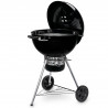 Барбекю на дървени въглища Weber Master Touch WB 14701004, 57 cm, Емайлирана стомана, Регулатор за въздух, 2 Гумени колела, Вграден термометър, Черен