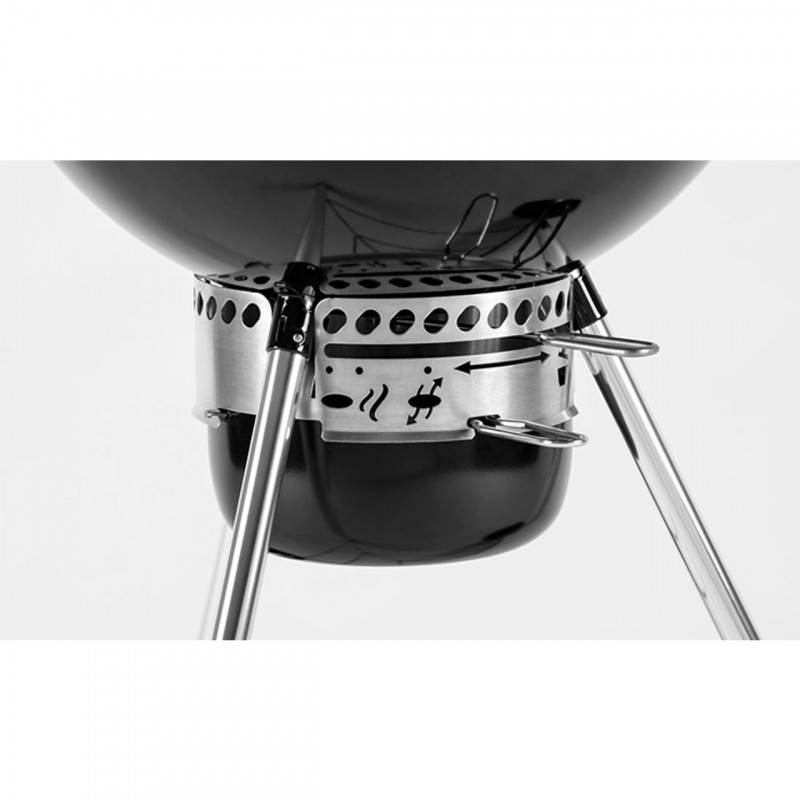 Барбекю на дървени въглища Weber Master Touch WB 14701004, 57 cm, Емайлирана стомана, Регулатор за въздух, 2 Гумени колела, Вграден термометър, Черен