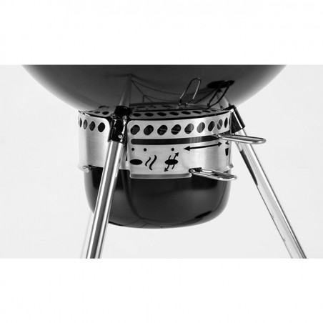 Барбекю на дървени въглища Weber Master Touch WB 14701004, 57 cm, Емайлирана стомана, Регулатор за въздух, 2 Гумени колела, Вграден термометър, Черен