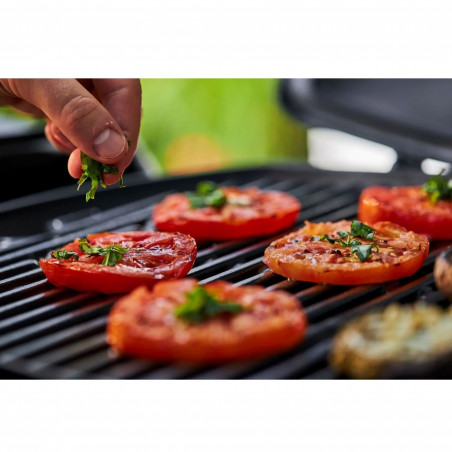 Електрическо барбекю Weber Q1400 WB 52020079, 2200 W, 43x32 cm, Капак и корпус от лят алуминий, Подвижна тава за мазнини, Тъмносив