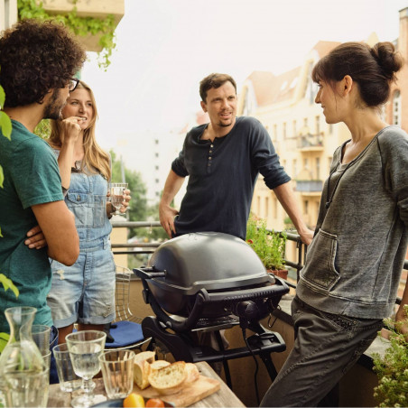 Електрическо барбекю Weber Q2400 WB 55020879, 2200 W, 55x39 cm, Капак и корпус от лят алуминий, Подвижна тава за мазнини, Тъмносив