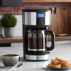 Кафемашина Russell Hobbs 20680-56 Buckingham, 1000 W, 10 чаши, 1.25 l, 24-часов таймер, Противокапкова система, Черен/сребрист