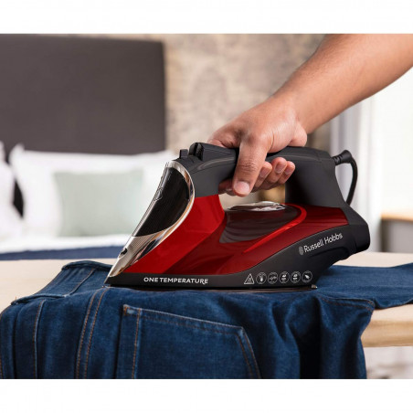 Ютия Russell Hobbs One Temperature 25090-56, 2600 W, Керамична плоча, Една оптимална температура, Самопочистване, 0.35 l, Червен/черен