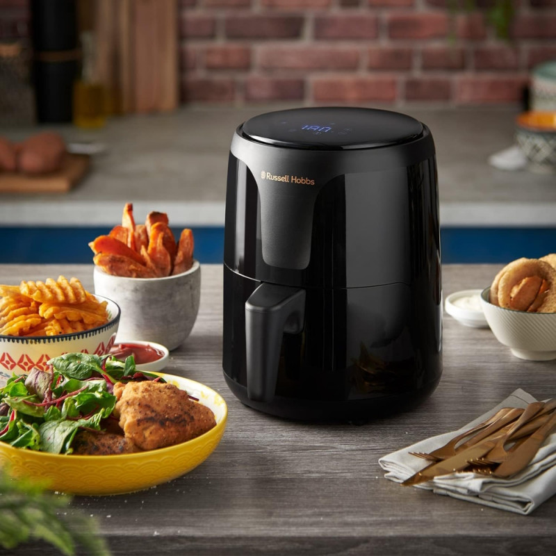 Малък AirFryer Russell Hobbs SatisFry 26500-56, 1100W, 1.8 l, Таймер, Тъчскрийн, Регулируема температура, Черен