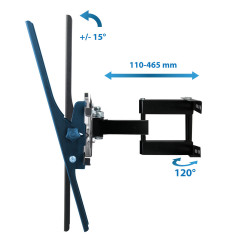 Стойка за телевизор Esperanza ERW004, Стенен монтаж, От 26 до 70 inch, Макс 55 кг, Vesa 400x400, Черен