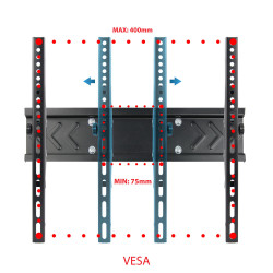 Стойка за телевизор Esperanza ERW004, Стенен монтаж, От 26 до 70 inch, Макс 55 кг, Vesa 400x400, Черен