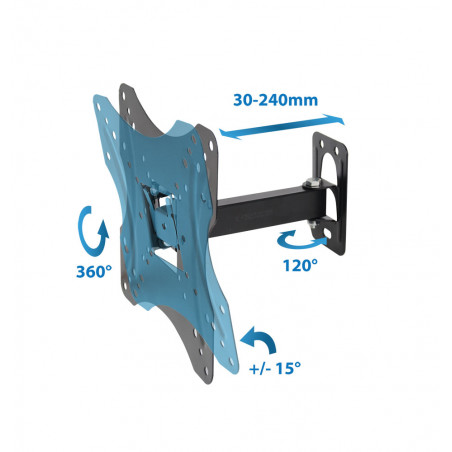 Стойка за телевизор Esperanza ERW015, За стена, От 26 до 70 inch, Макс 30 кг, Vesa 400x400, Черен