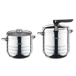Комплект тенджери под налягане Floria ZLN0676, 2 броя, Неръждаема стомана, 5L/7L, Индукция, Инокс