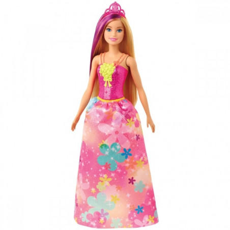 Кукла Barbie Dreamtopia, 29см, С блестящо елече и цветна пола, Многоцветен