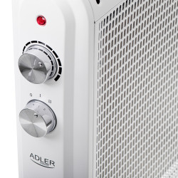 Конвекторен отоплител Adler AD 7750, 2000W, 2 степени, Регулируем термостат, IP24, Защита, Бял/сив