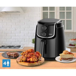 Фритюрник с горещ въздух AirFryer Midea MF-TN35D2, 1500W, 3.5 L, Технология DUALCYCLONE Rapid Air, Черен