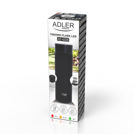 Термос с индикатор за температура Adler AD 4506bk, 473 ml, LED, Без BPA, Черен