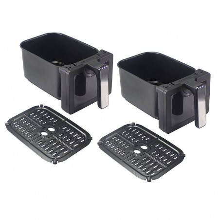 Фритюрник с горещ въздух Beper P101FRI090, 9L, Две кошници, 7 програми, Отложен старт, Сив/черен