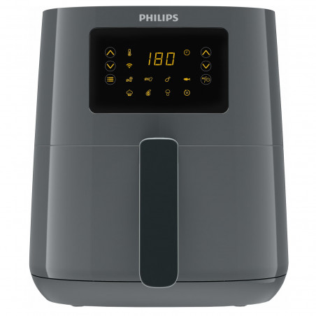 Фритюрник с горещ въздух Philips HD9255/60, 4.1L, 1400W, Rapid Air, 7 програми, Управление чрез телефон, Сив