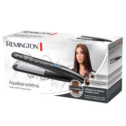 Преса за коса Remington S7307, Керамични плочи 110мм, Авто. изключване, Мокра и суха коса, Turbo Boost, Черен