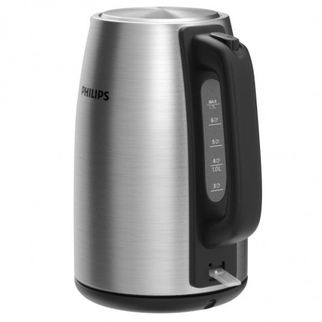 Електрическа кана Philips Viva Collection HD9351/90, 2200W, 1.7l, Метал, Автоматично изключване, Предпазване срещу прегаряне, Сив/черен