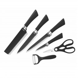 Комплект стоманени ножове Oliver Voltz OV51633E6G, 6 части, Ножица, Магнитна кутия, Черен