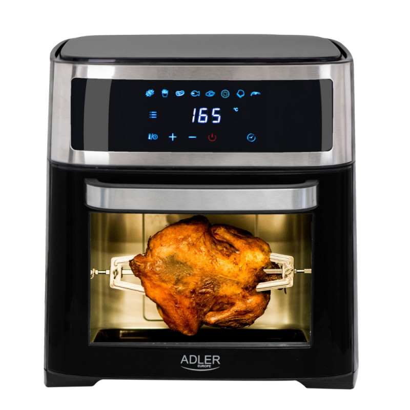 Фритюрник-фурна без мазнина Air Fryer Adler AD 6309, 2500W Max, 13 литра, 8 програми, Кошница, Черен/сребрист