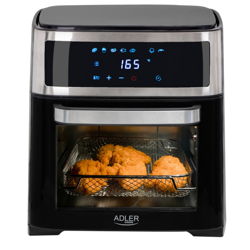 Фритюрник-фурна без мазнина Air Fryer Adler AD 6309, 2500W Max, 13 литра, 8 програми, Кошница, Черен/сребрист