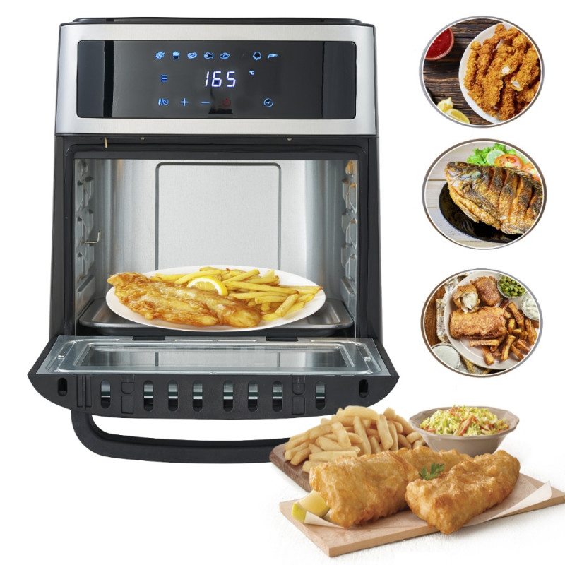 Фритюрник-фурна без мазнина Air Fryer Adler AD 6309, 2500W Max, 13 литра, 8 програми, Кошница, Черен/сребрист