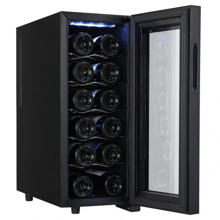 Охладител за вино Adler AD 8083, 33 L, Дигитален, За 12 бутилки, 15-18 C, Черен