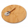 Комплект дъска за пица с нож Kesper 58465, 32см, 2бр, Контури за рязане, Бамбук, Кафяв