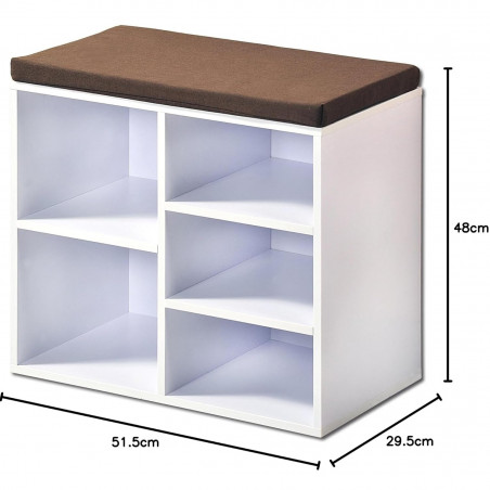 Шкаф за съхранение на обувки Kesper 15915, 5 отделения, Мека повърхност за сядане, Бял