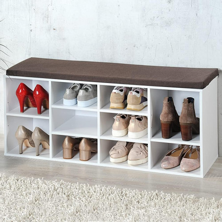 Шкаф за съхранение на обувки Kesper 15910, 10 отделения, Мека повърхност за сядане, Бял