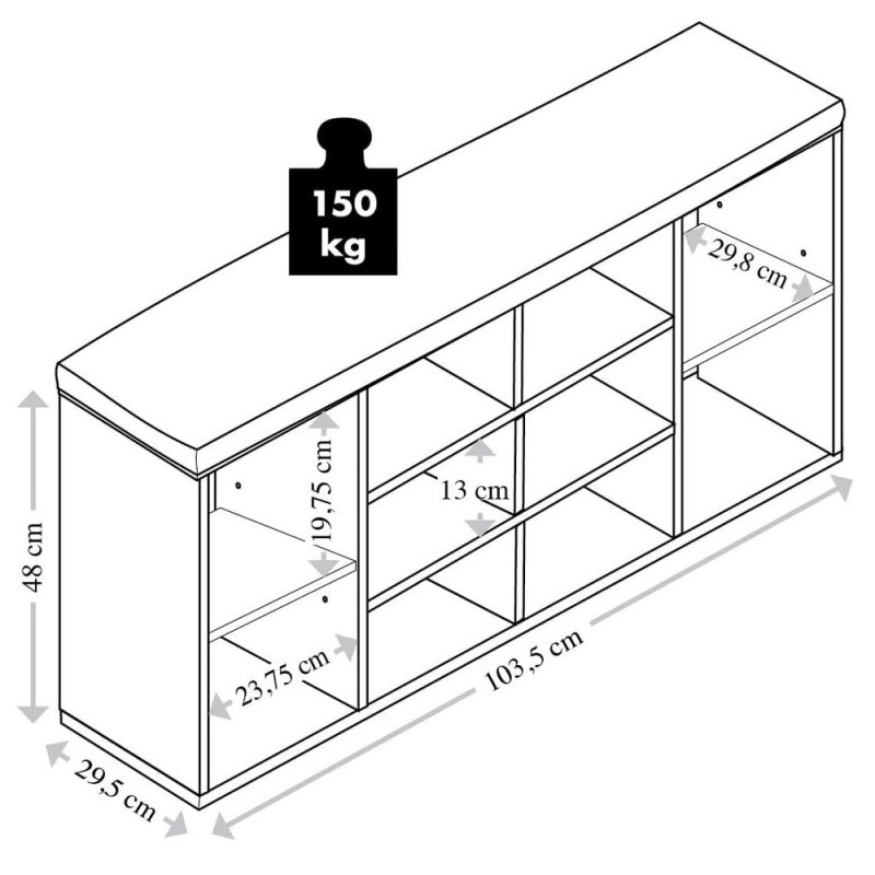 Шкаф за съхранение на обувки Kesper 15910, 10 отделения, Мека повърхност за сядане, Бял