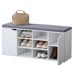 Шкаф за съхранение на обувки Kesper 15918, 10 отделения, Две вратички, Мека повърхност за сядане, Бял