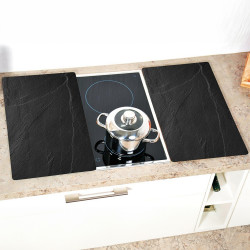 Комплект протектори за плот Kesper 36523, 52x30x0.5 см, Закалено стъкло, Крачета против плъзгане, Черен
