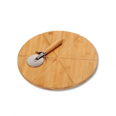 Комплект дъска за рязане на пица и нож Kesper 58462, 32см, Бамбук, Кафяв