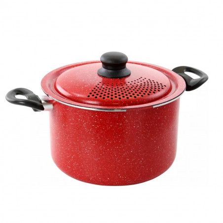 Тенджера за паста Royalty Line RL-5.7APP, 5.7L, 24см, Капак за отцеждане, Индукция, Червен