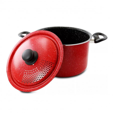Тенджера за паста Royalty Line RL-5.7APP, 5.7L, 24см, Капак за отцеждане, Индукция, Червен