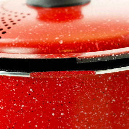 Тенджера за паста Royalty Line RL-5.7APP, 5.7L, 24см, Капак за отцеждане, Индукция, Червен