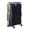 Радиатор ZEPHYR ZP 1971 G11, 2500W, 11 ребра, 3 степени, Поставка за дрехи, Регулируем термостат, Черен