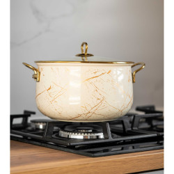 Тенджера Goldmann GM 8017-26B, 8.5L, 26x16см, Емайлирана, Индукция и фурна, Златист/Мрамор