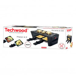 Раклет и грил Techwood TRD-2456, 450W, Незалепващо покритие, Студени дръжки, Термостат, Черен