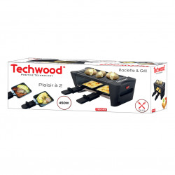Раклет и грил Techwood TRD-2456, 450W, Незалепващо покритие, Студени дръжки, Термостат, Черен