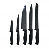 Комплект ножове и стойка 5FIVE, 6 бр, Незеалепващо покритие, Неръждаема стомана S/S, Черен