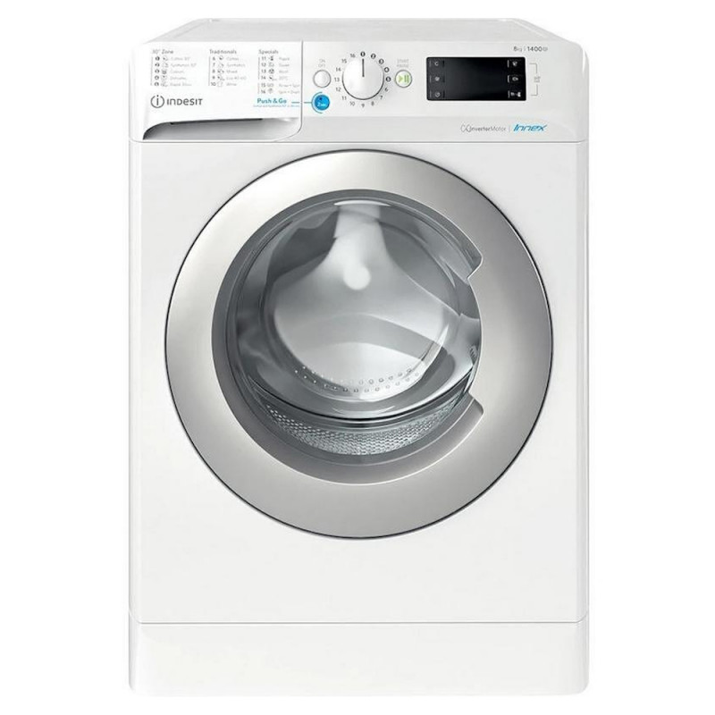 Пералня Indesit BWE 81485X WS EE, Инверторен мотор, 1400 об/мин, 8 kg, Клас B, LCD дисплей, Таймер, Бял
