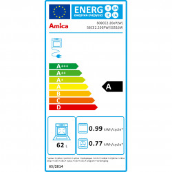 Готварска печка AMICA 508CE2.20EP(W), 7,8 kW, 62 л, 5 функции, Керамични котлони, Халогенно осветление, Индикатор за остатъчна топлина, Механичен таймер, Бял