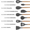 Комплект кухненски прибори на стойка Cheffinger UT10, 10 ч, Силикон и бамбук, Черен